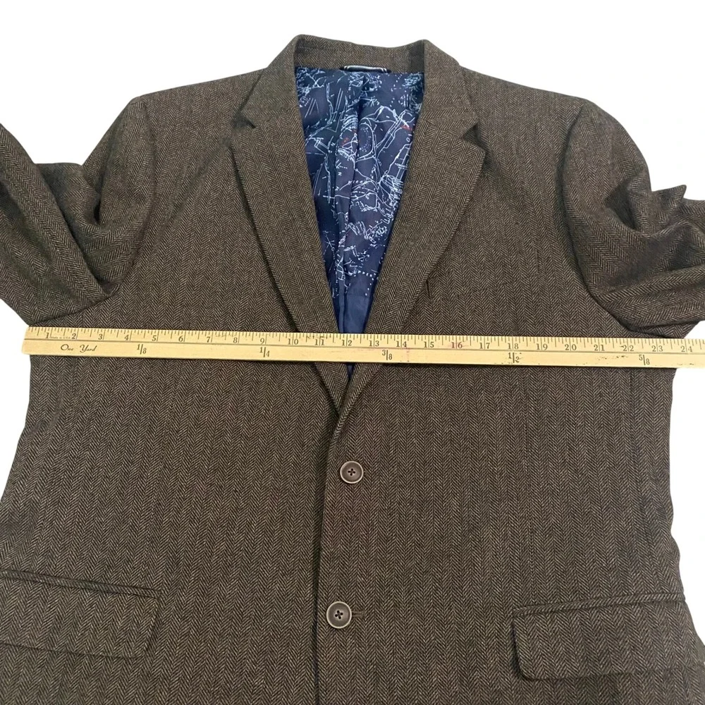 Nautica Mens Brown Herringbone Blazer Modern Fit Sport Coat 46R Branford NF2041